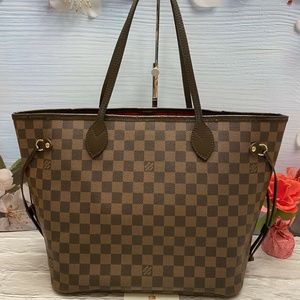 ❤️‍🩹SOLD❤️‍🩹 Louis Vuitton Neverfull MM Damier Ebene Cherry Red Tote Bag(CA0123)